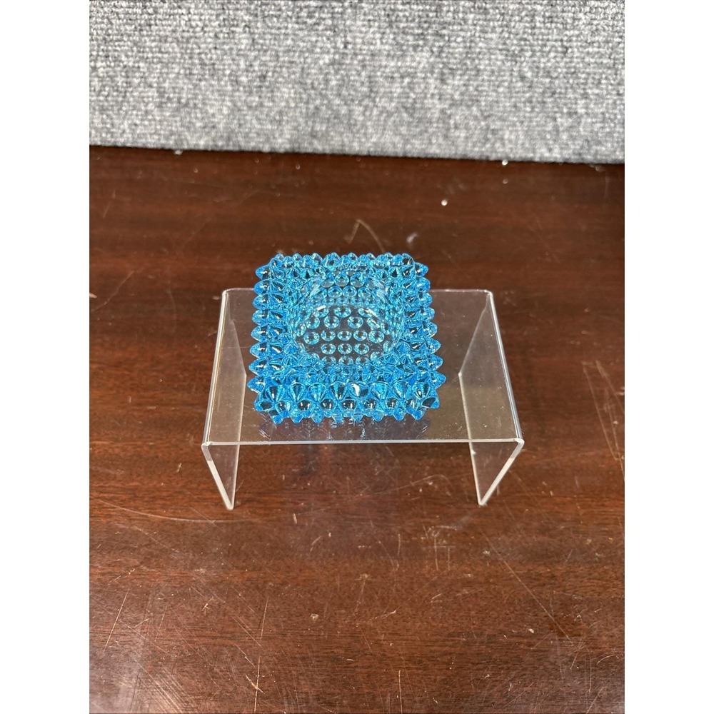 Vtg~Fenton Aqua Blue Hobnail Votive Tea Lite Candle Holder 3" Sq
